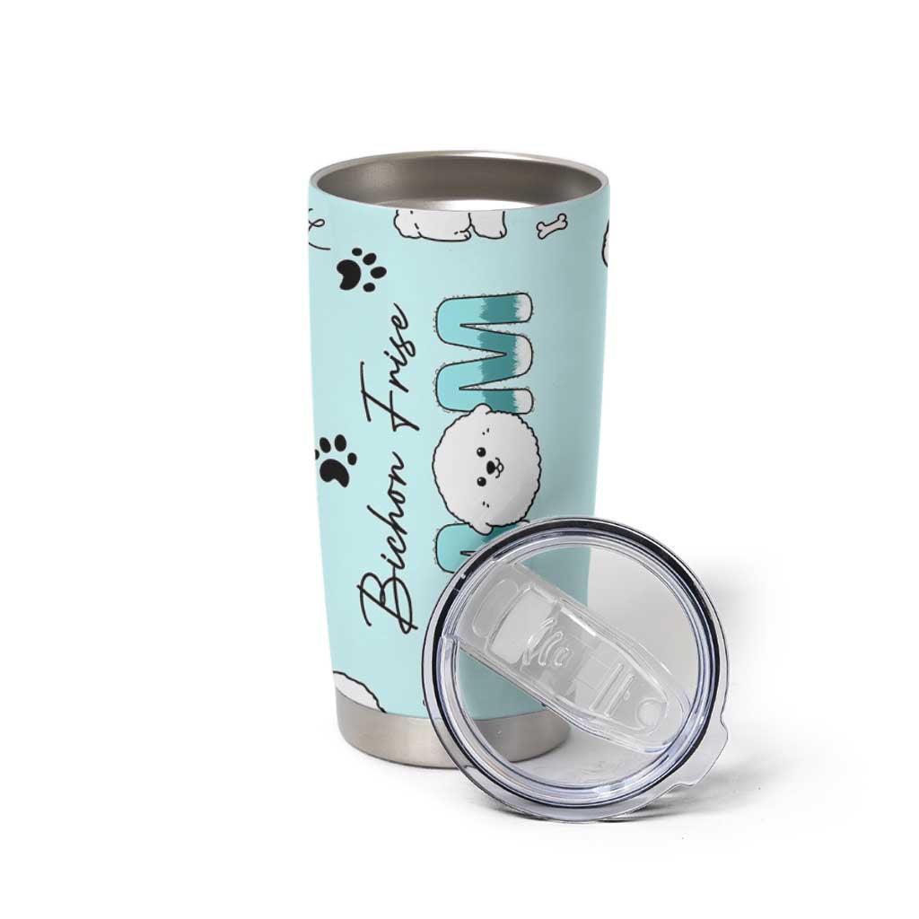 Bichon Frise Dog Mom Tumbler Cup Mothers Day Gift For Dog Lovers Owners Women