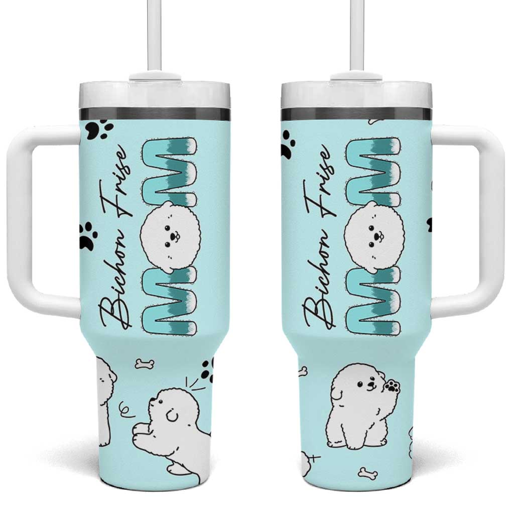 Bichon Frise Dog Mom Tumbler With Handle Mothers Day Gift For Dog Lovers Owners Women