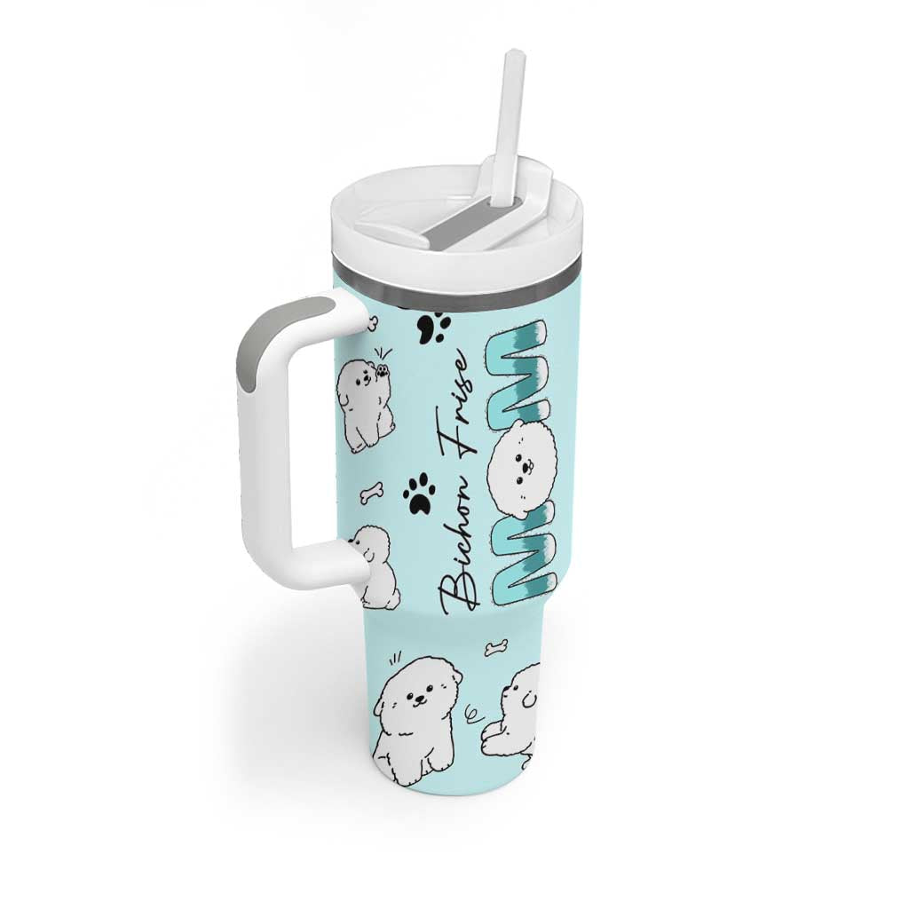 Bichon Frise Dog Mom Tumbler With Handle Mothers Day Gift For Dog Lovers Owners Women