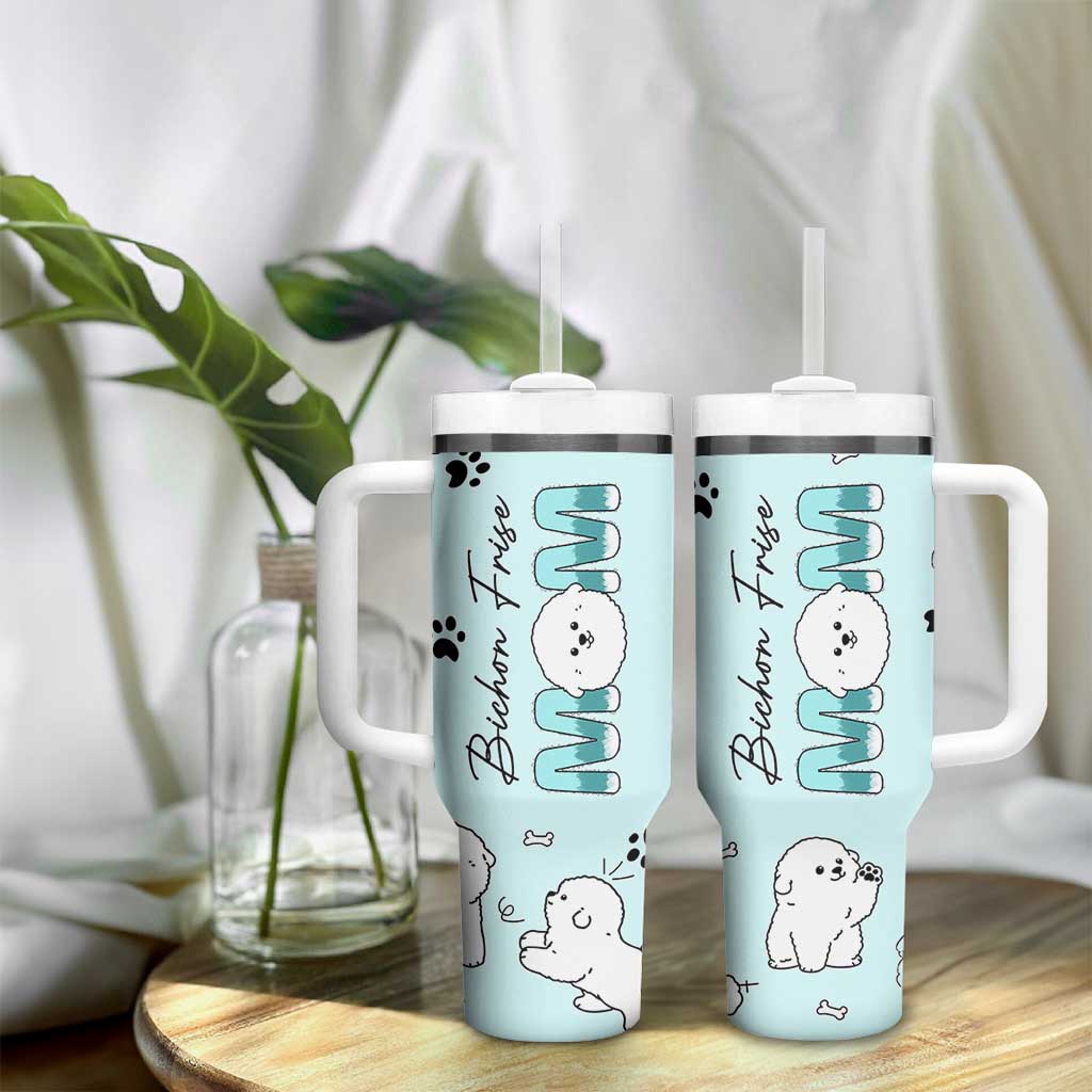 Bichon Frise Dog Mom Tumbler With Handle Mothers Day Gift For Dog Lovers Owners Women