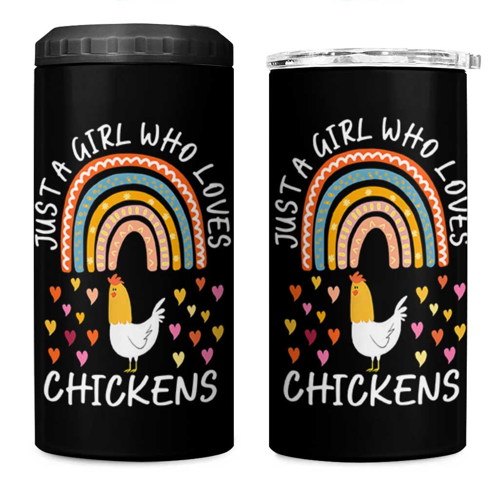 Chicken Gifts 4 in 1 Can Cooler Tumbler Just A Girl Who Loves Chickens Boho Rainbow Women Girls
