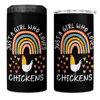 Chicken Gifts 4 in 1 Can Cooler Tumbler Just A Girl Who Loves Chickens Boho Rainbow Women Girls