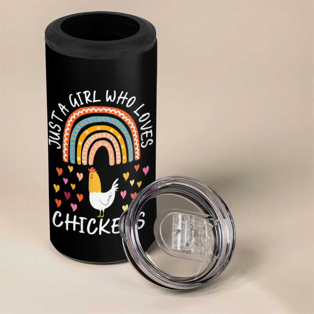 Chicken Gifts 4 in 1 Can Cooler Tumbler Just A Girl Who Loves Chickens Boho Rainbow Women Girls