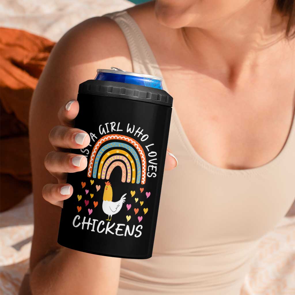 Chicken Gifts 4 in 1 Can Cooler Tumbler Just A Girl Who Loves Chickens Boho Rainbow Women Girls