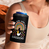 Chicken Gifts 4 in 1 Can Cooler Tumbler Just A Girl Who Loves Chickens Boho Rainbow Women Girls