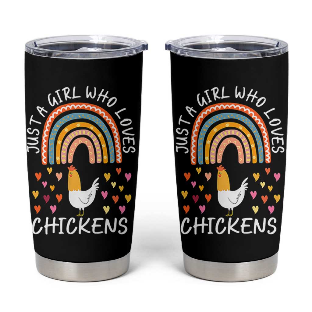 Chicken Gifts Tumbler Cup Just A Girl Who Loves Chickens Boho Rainbow Women Girls