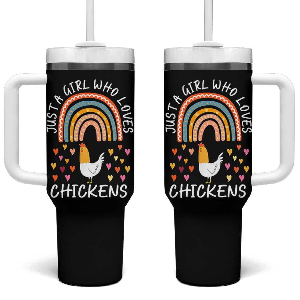 Chicken Gifts Tumbler With Handle Just A Girl Who Loves Chickens Boho Rainbow Women Girls