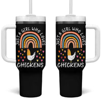 Chicken Gifts Tumbler With Handle Just A Girl Who Loves Chickens Boho Rainbow Women Girls