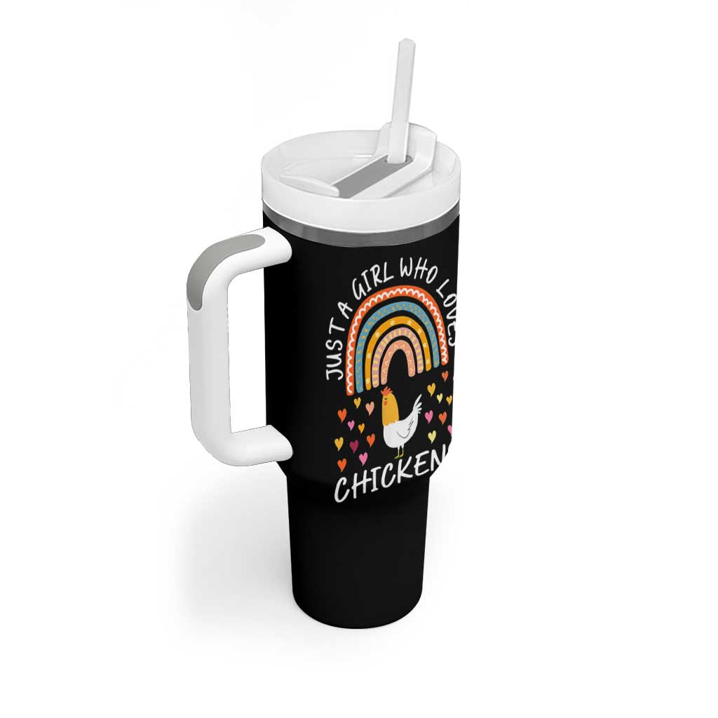 Chicken Gifts Tumbler With Handle Just A Girl Who Loves Chickens Boho Rainbow Women Girls