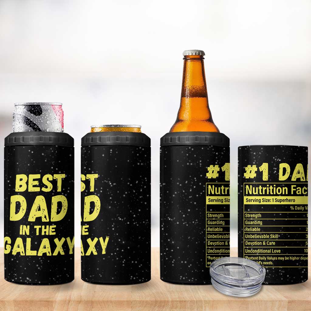 Funny Father's Day Gift For Dad 4 in 1 Can Cooler Tumbler Best Dad In The Galaxy