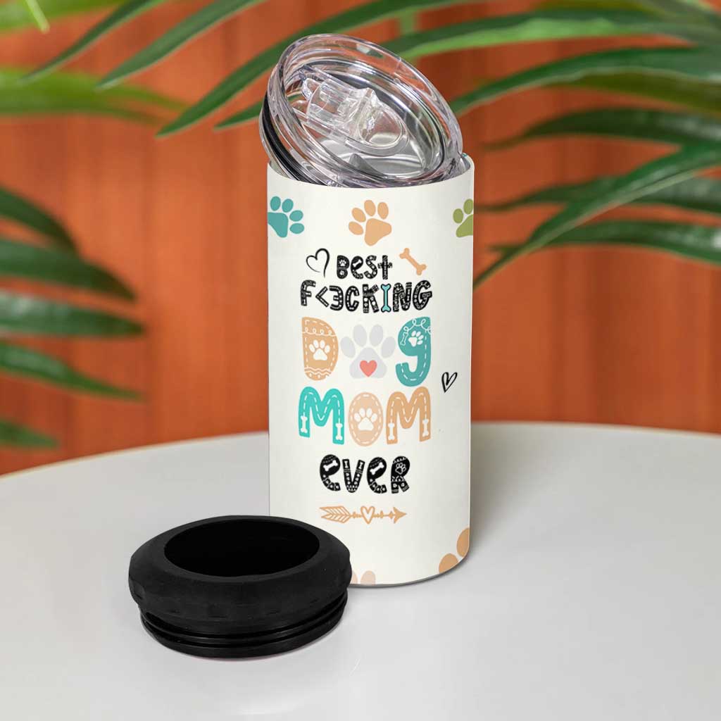 Dog Mom Gifts 4 in 1 Can Cooler Tumbler Best Fcking Dog Mom Ever Corgi Gag Gifts For New Puppy Fur Baby Owners