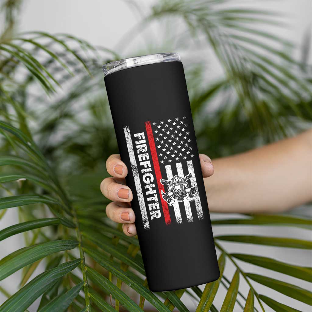 Funny Firefighter Gifts Skinny Tumbler Where My Hose At American Flag