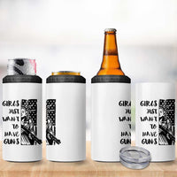 Gun Lovers Gifts For Women 4 in 1 Can Cooler Tumbler Girls Just Want To Have Guns American Flag