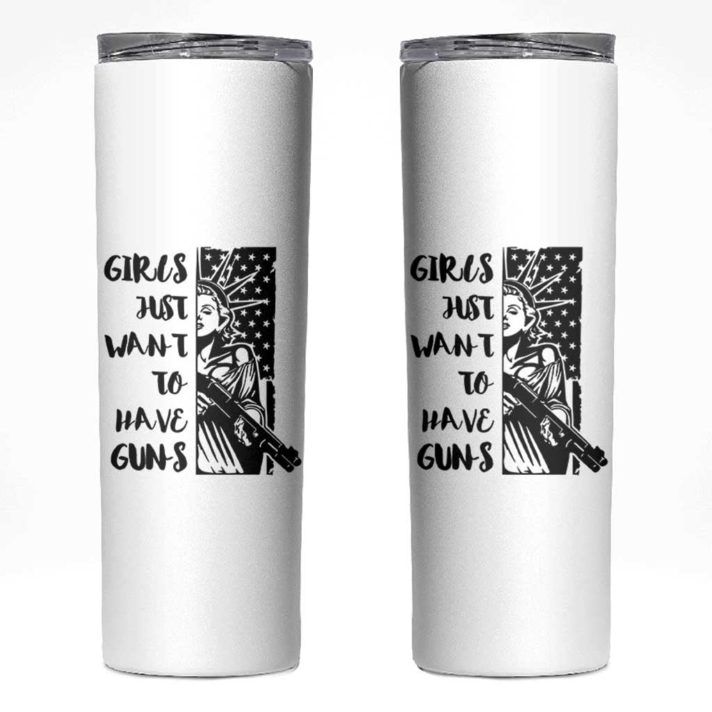 Gun Lovers Gifts For Women Skinny Tumbler Girls Just Want To Have Guns American Flag