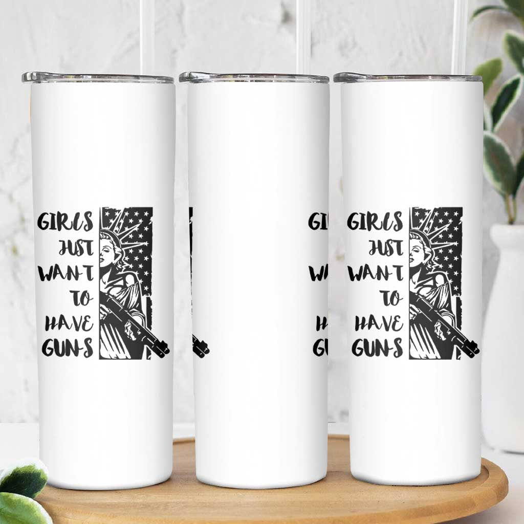 Gun Lovers Gifts For Women Skinny Tumbler Girls Just Want To Have Guns American Flag