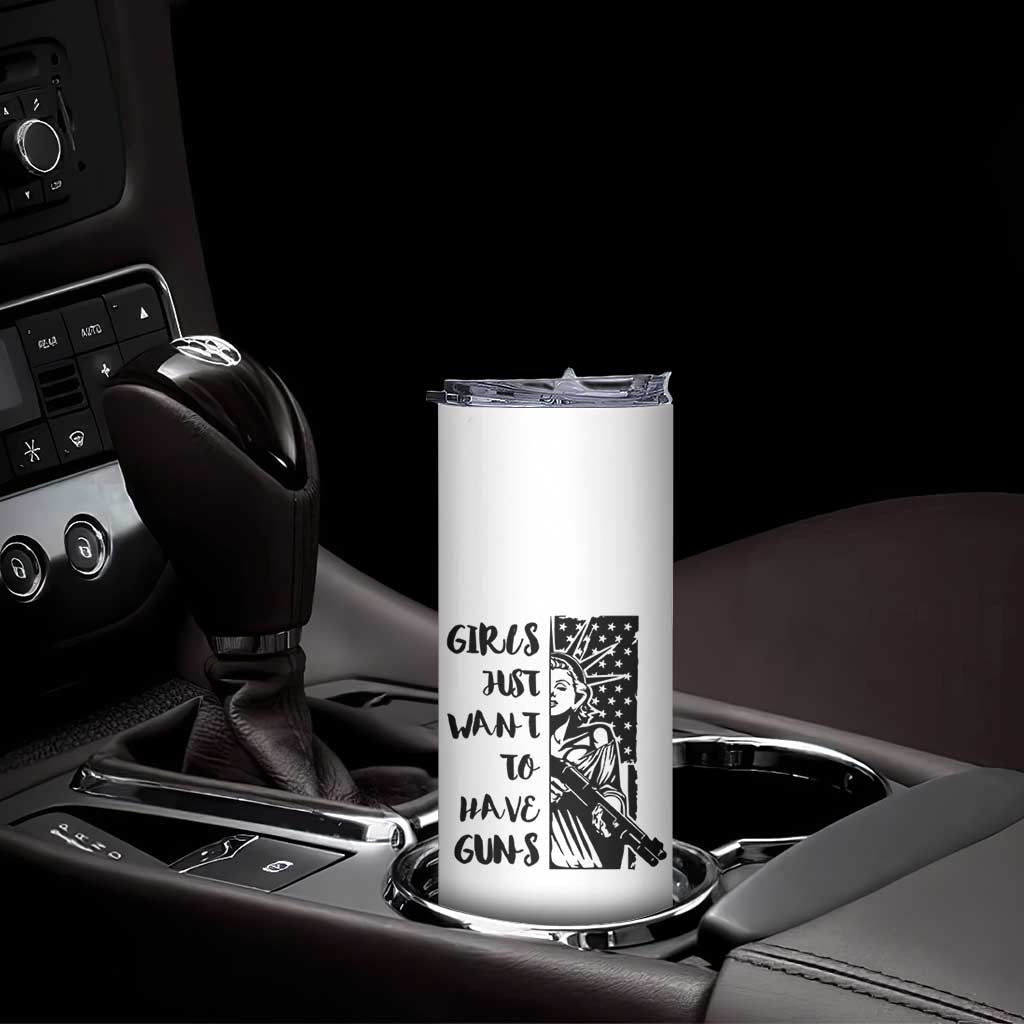 Gun Lovers Gifts For Women Skinny Tumbler Girls Just Want To Have Guns American Flag