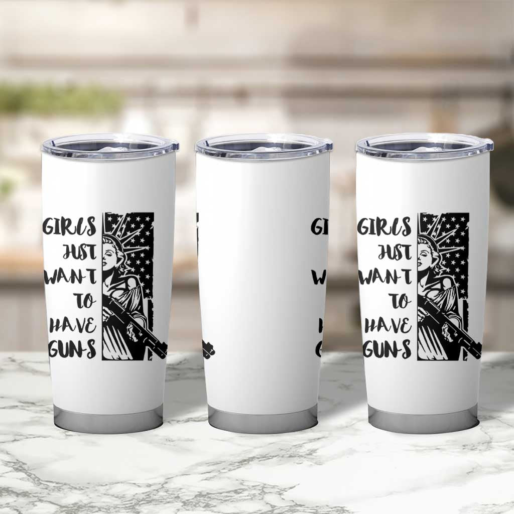 Gun Lovers Gifts For Women Tumbler Cup Girls Just Want To Have Guns American Flag