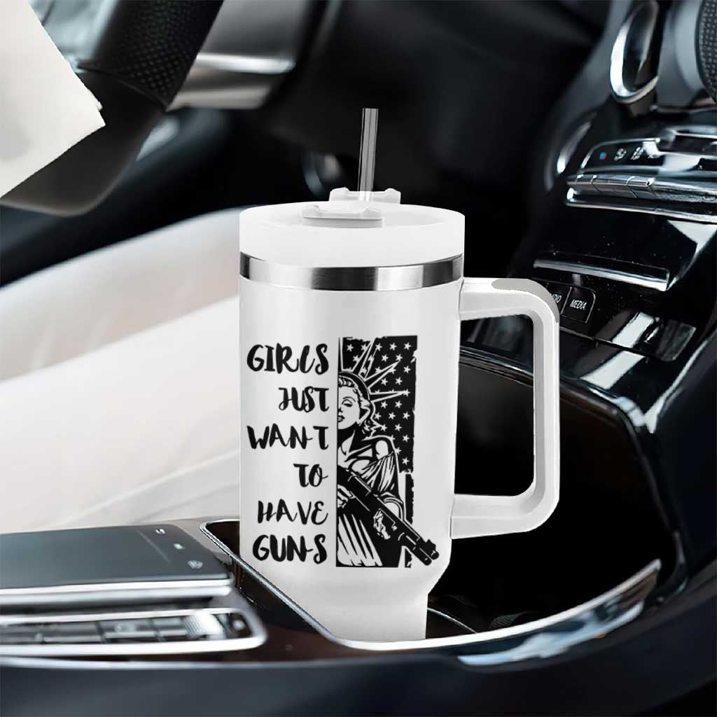 Gun Lovers Gifts For Women Tumbler With Handle Girls Just Want To Have Guns American Flag