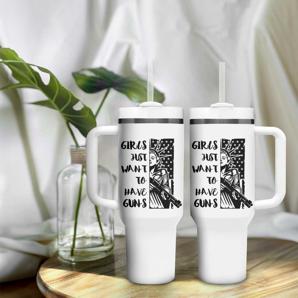 Gun Lovers Gifts For Women Tumbler With Handle Girls Just Want To Have Guns American Flag