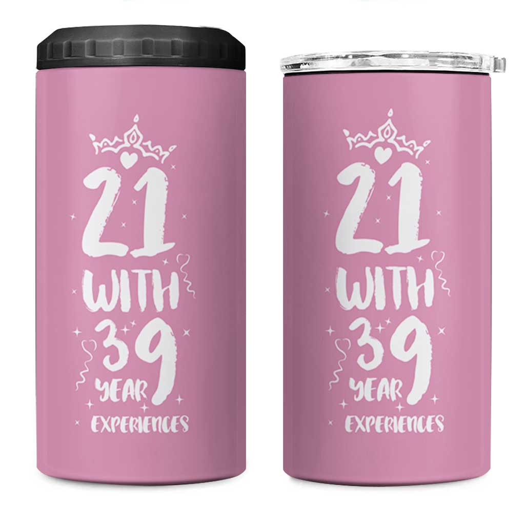60th Birthday Gifts For Women 4 in 1 Can Cooler Tumbler 21 With 39 Years Experience Funny 60 Year Olds