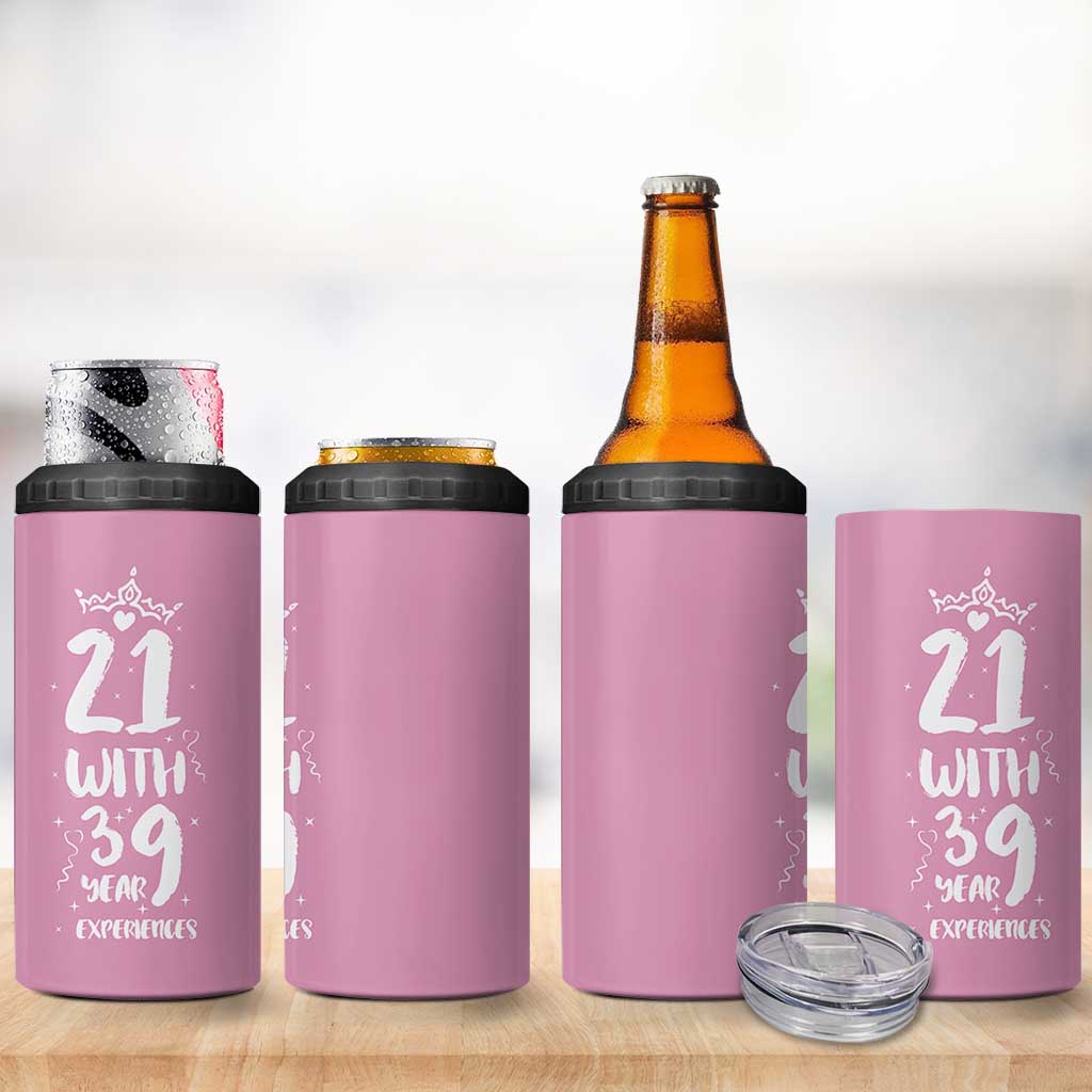 60th Birthday Gifts For Women 4 in 1 Can Cooler Tumbler 21 With 39 Years Experience Funny 60 Year Olds