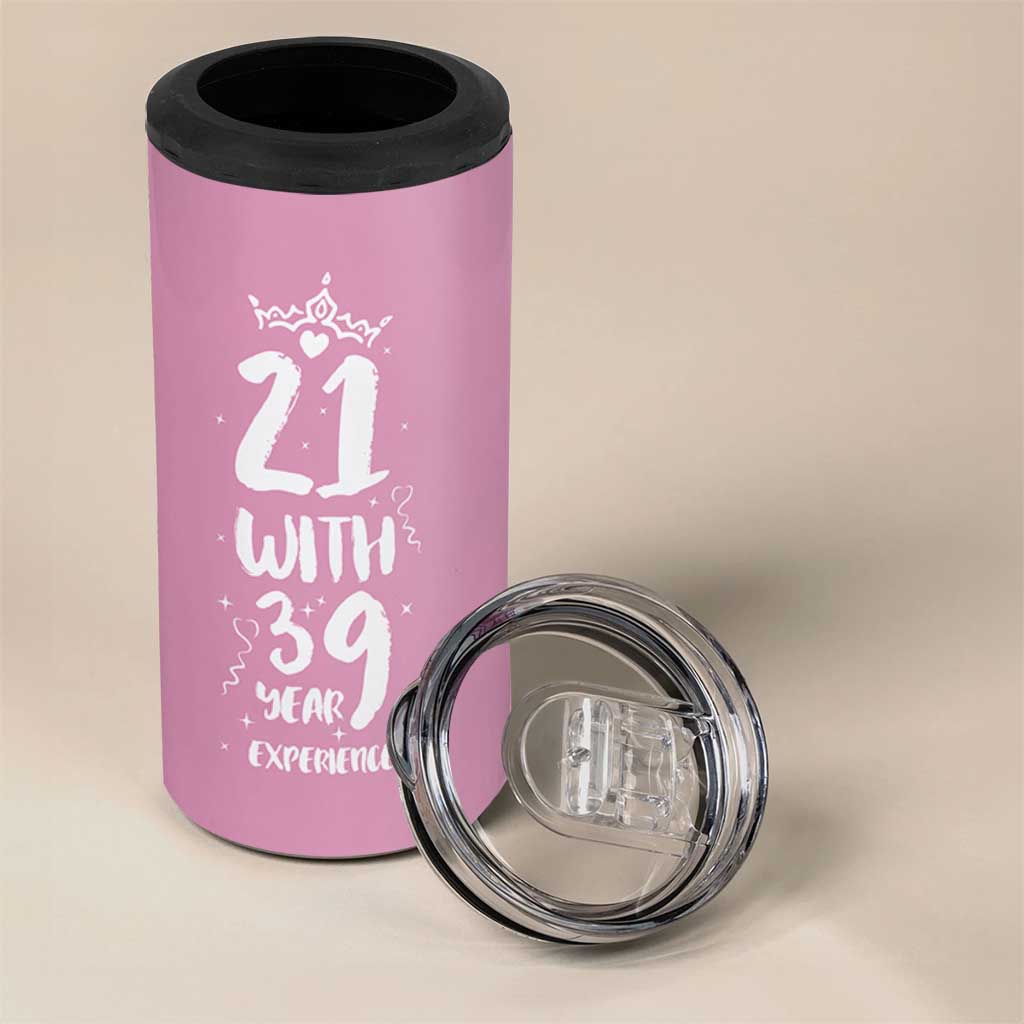 60th Birthday Gifts For Women 4 in 1 Can Cooler Tumbler 21 With 39 Years Experience Funny 60 Year Olds