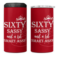 60th Birthday Gifts For Women 4 in 1 Can Cooler Tumbler Sixty Sassy And A Bit Smart Assy 1966 60 Year Old Birthday