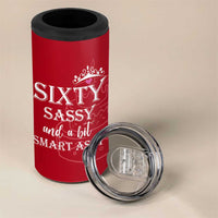 60th Birthday Gifts For Women 4 in 1 Can Cooler Tumbler Sixty Sassy And A Bit Smart Assy 1966 60 Year Old Birthday