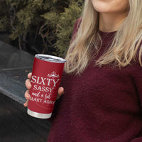 60th Birthday Gifts For Women Tumbler Cup Sixty Sassy And A Bit Smart Assy 1966 60 Year Old Birthday