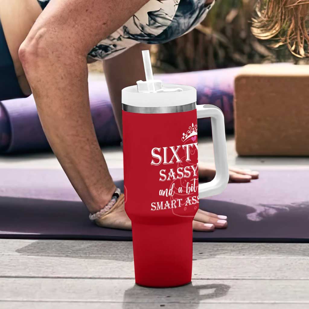 60th Birthday Gifts For Women Tumbler With Handle Sixty Sassy And A Bit Smart Assy 1966 60 Year Old Birthday