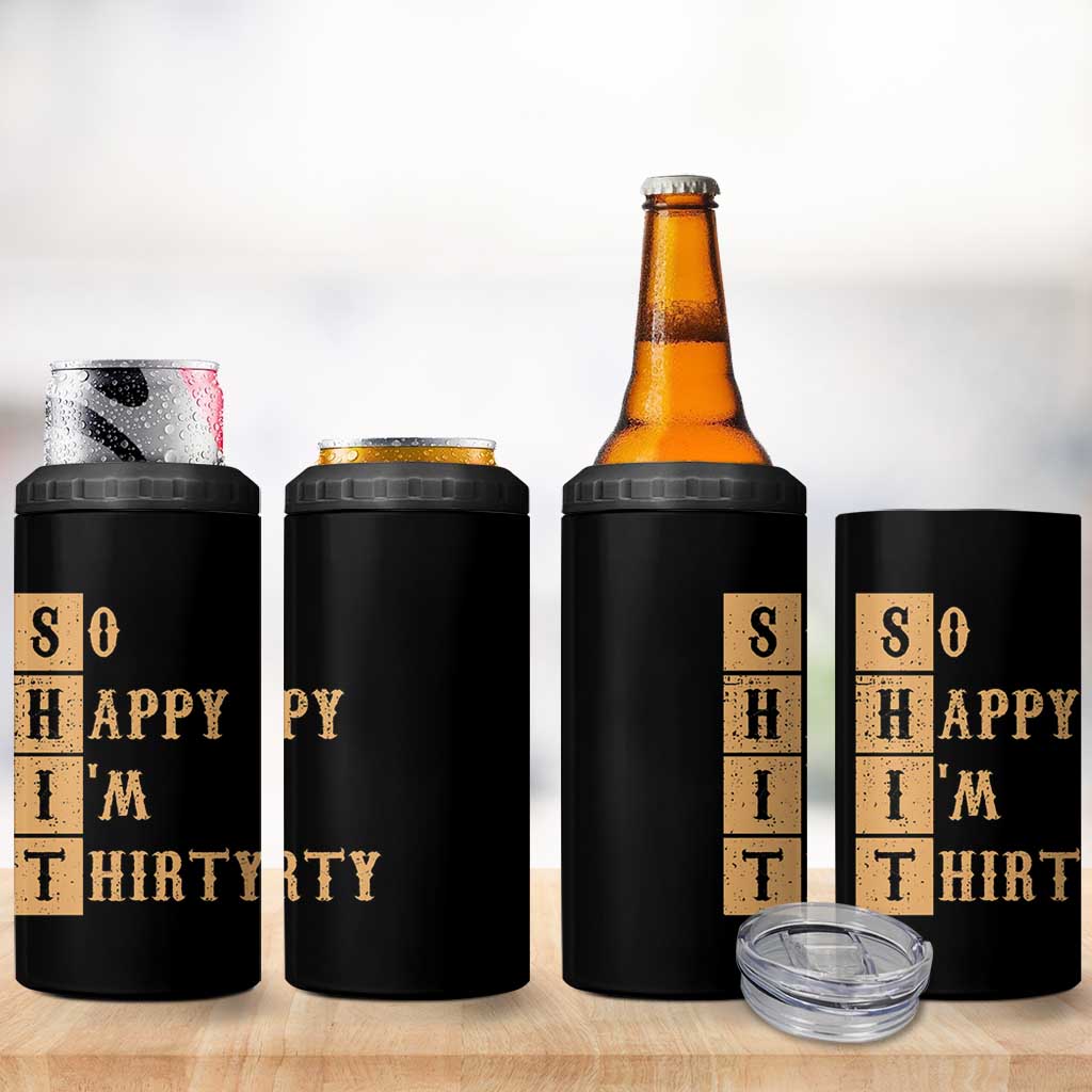 Funny 30th Birthday Gifts 4 in 1 Can Cooler Tumbler So Happy Im Thirty 1996 30 Year Olds