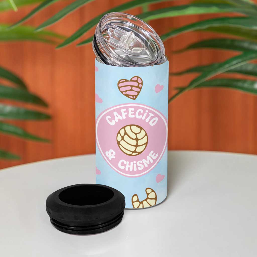 Cafecito & Chisme 4 in 1 Can Cooler Tumbler Concha Pun Gift Mexican Themed Gifts in Spanish - Wonder Print Shop
