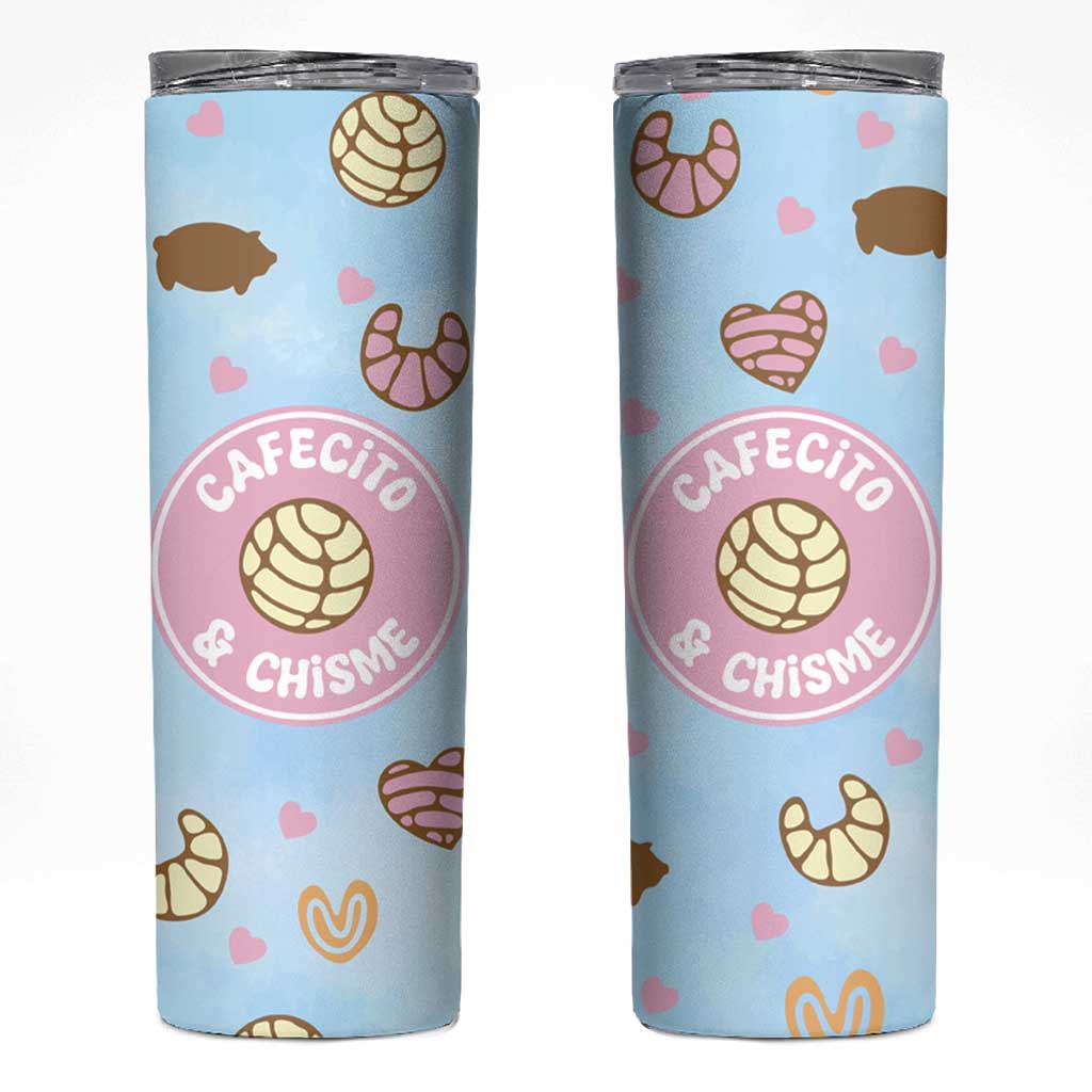 Cafecito & Chisme Skinny Tumbler Concha Pun Gift Mexican Themed Gifts in Spanish - Wonder Print Shop
