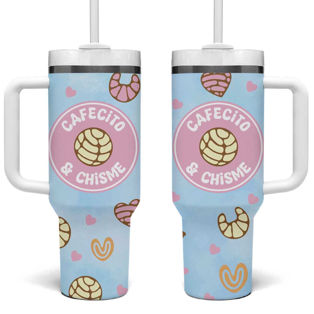 Cafecito & Chisme Tumbler With Handle Concha Pun Gift Mexican Themed Gifts in Spanish - Wonder Print Shop