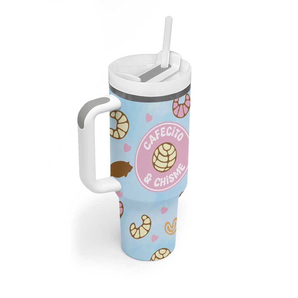 Cafecito & Chisme Tumbler With Handle Concha Pun Gift Mexican Themed Gifts in Spanish - Wonder Print Shop