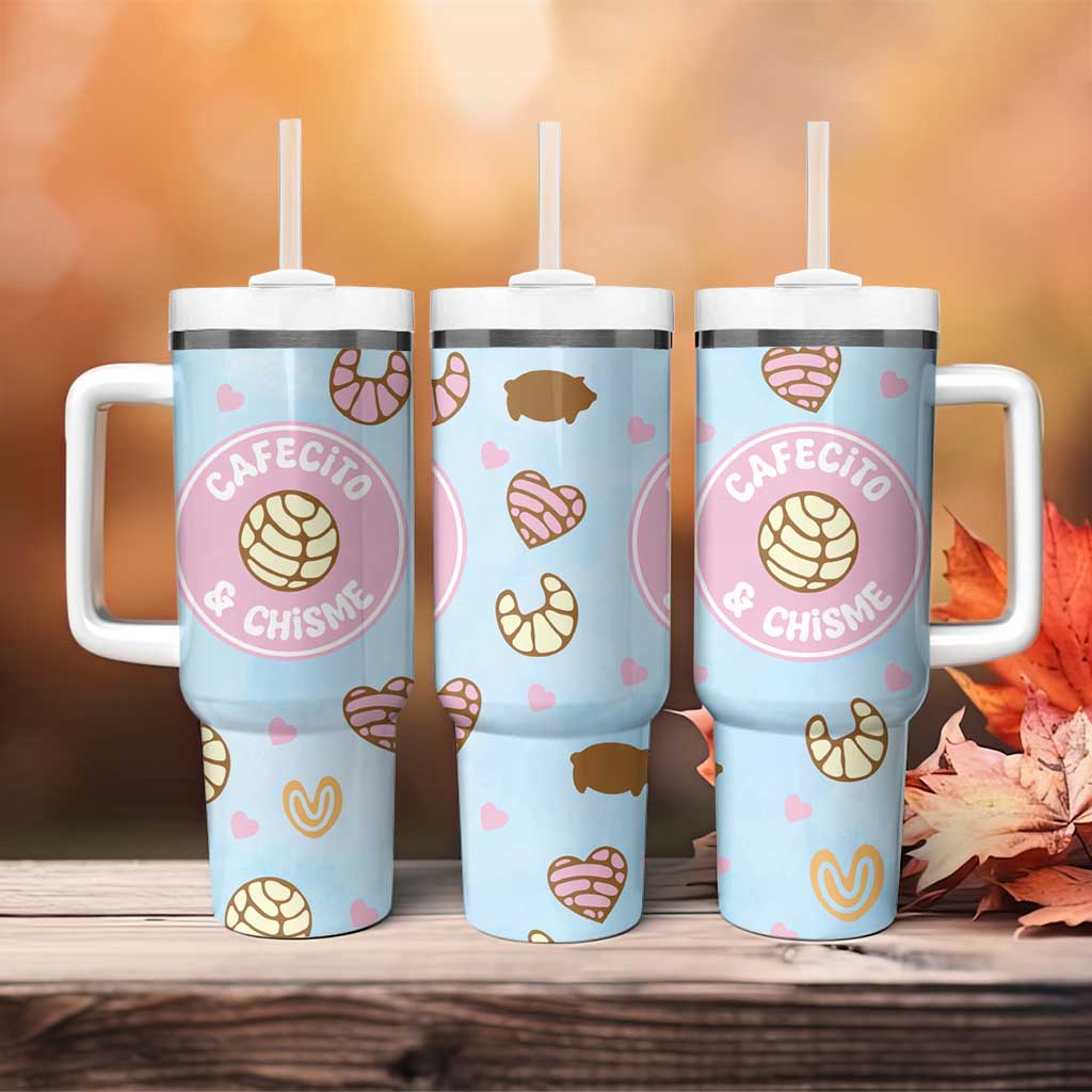 Cafecito & Chisme Tumbler With Handle Concha Pun Gift Mexican Themed Gifts in Spanish - Wonder Print Shop