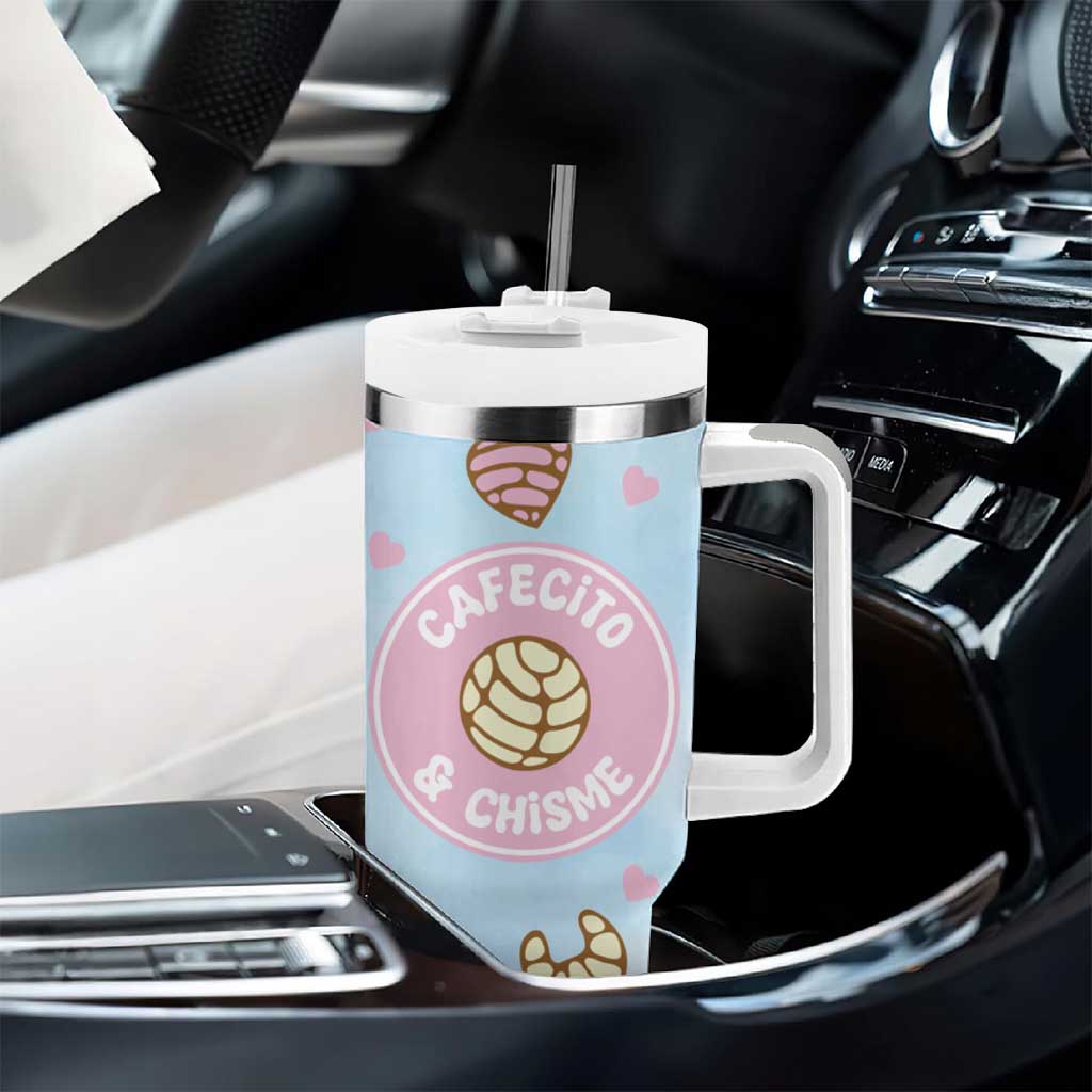 Cafecito & Chisme Tumbler With Handle Concha Pun Gift Mexican Themed Gifts in Spanish - Wonder Print Shop
