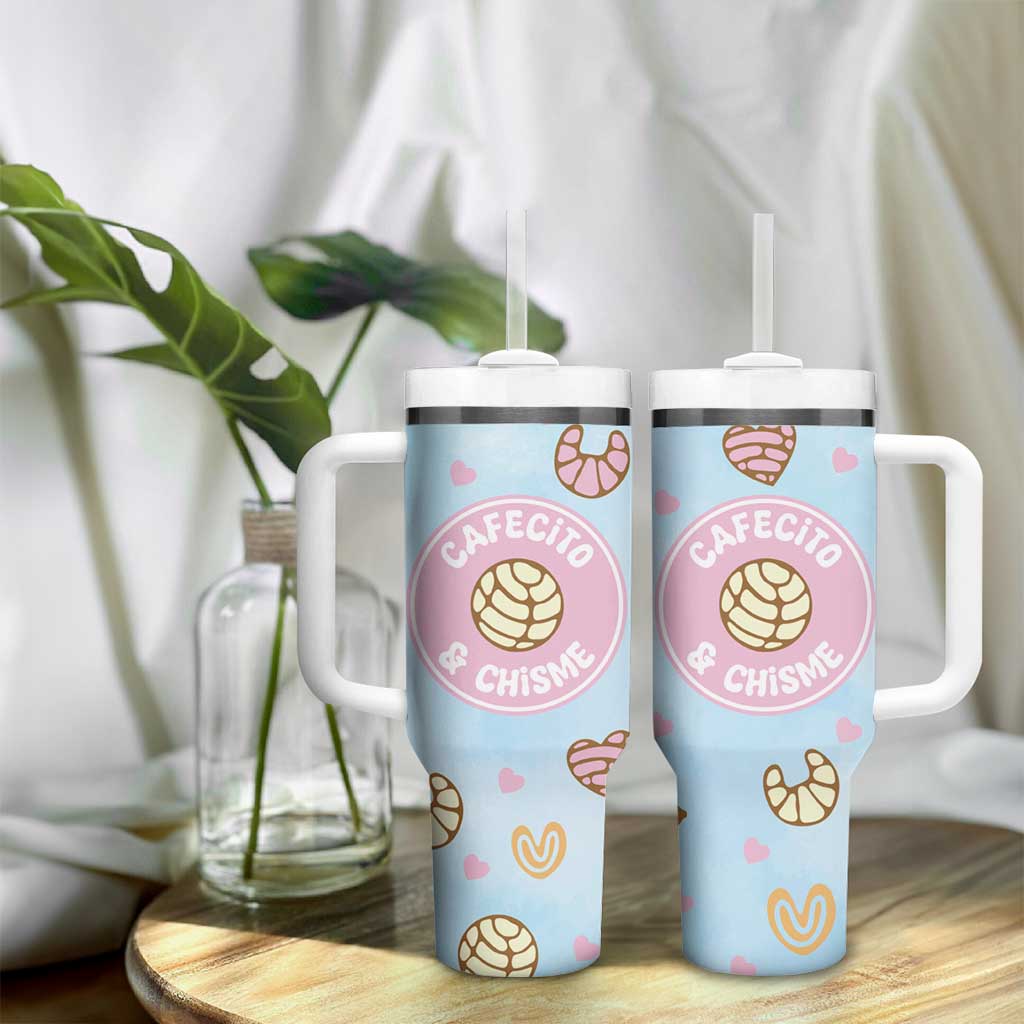 Cafecito & Chisme Tumbler With Handle Concha Pun Gift Mexican Themed Gifts in Spanish - Wonder Print Shop