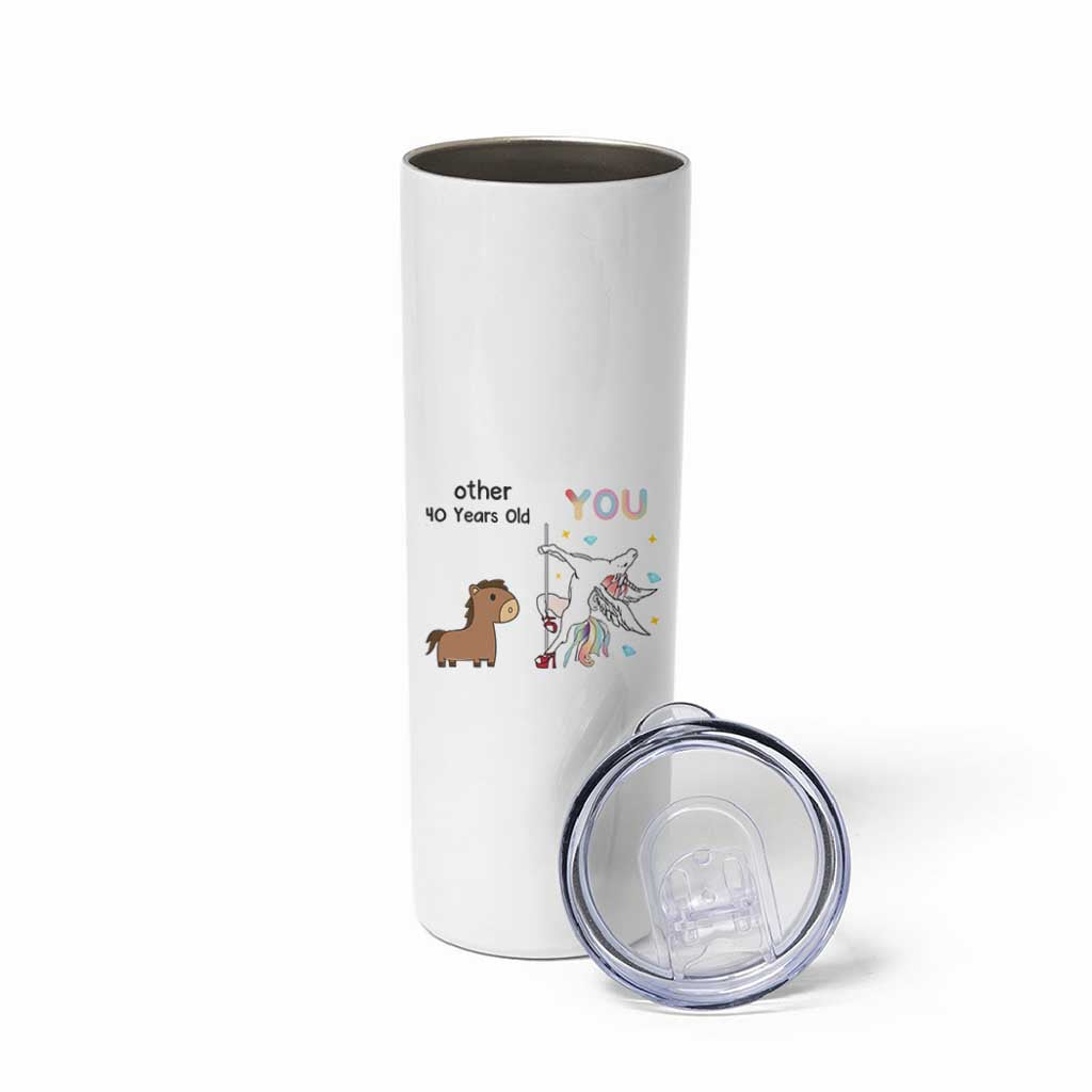 40th Birthday Skinny Tumbler Funny Dancing Unicorn 1986 Other 40 Year Olds