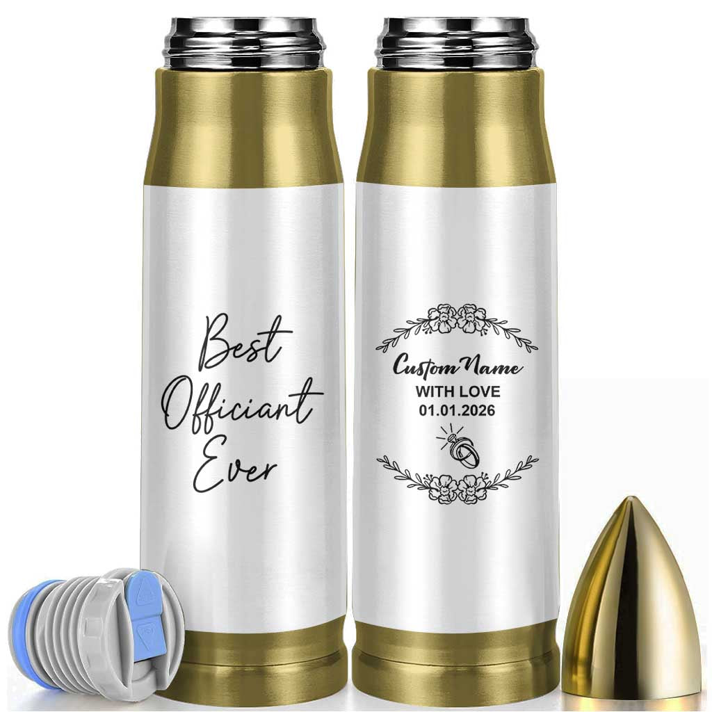 Personalized Wedding Officiant Bullet Tumbler Custom Name And Date Funny Wedding Registry Gift From Couple