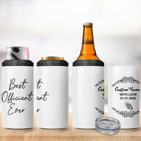 Personalized Wedding Officiant 4 in 1 Can Cooler Tumbler Custom Name And Date Funny Wedding Registry Gift From Couple