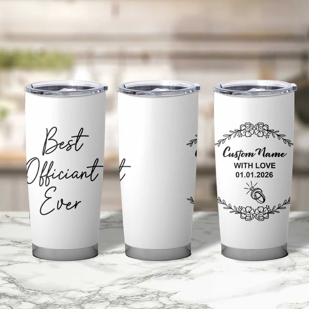 Personalized Wedding Officiant Tumbler Cup Custom Name And Date Funny Wedding Registry Gift From Couple