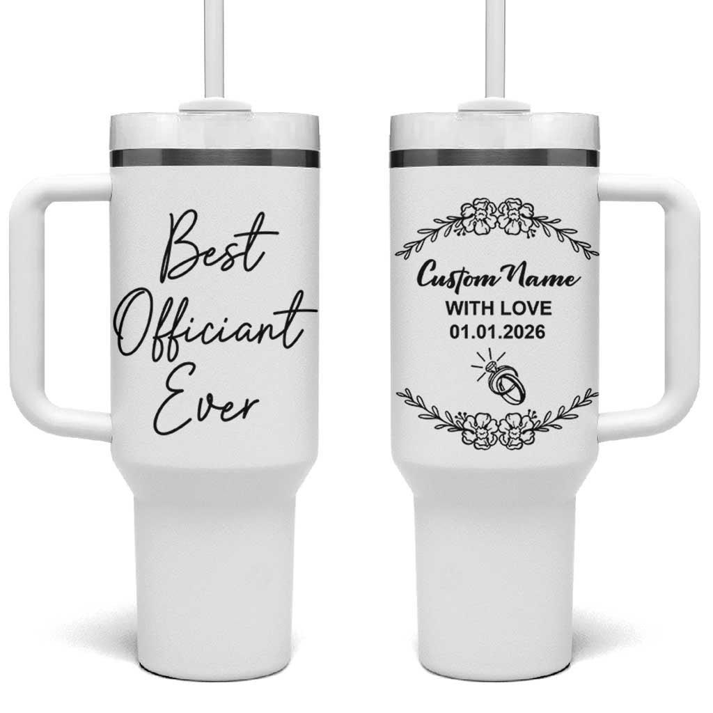 Personalized Wedding Officiant Tumbler With Handle Custom Name And Date Funny Wedding Registry Gift From Couple