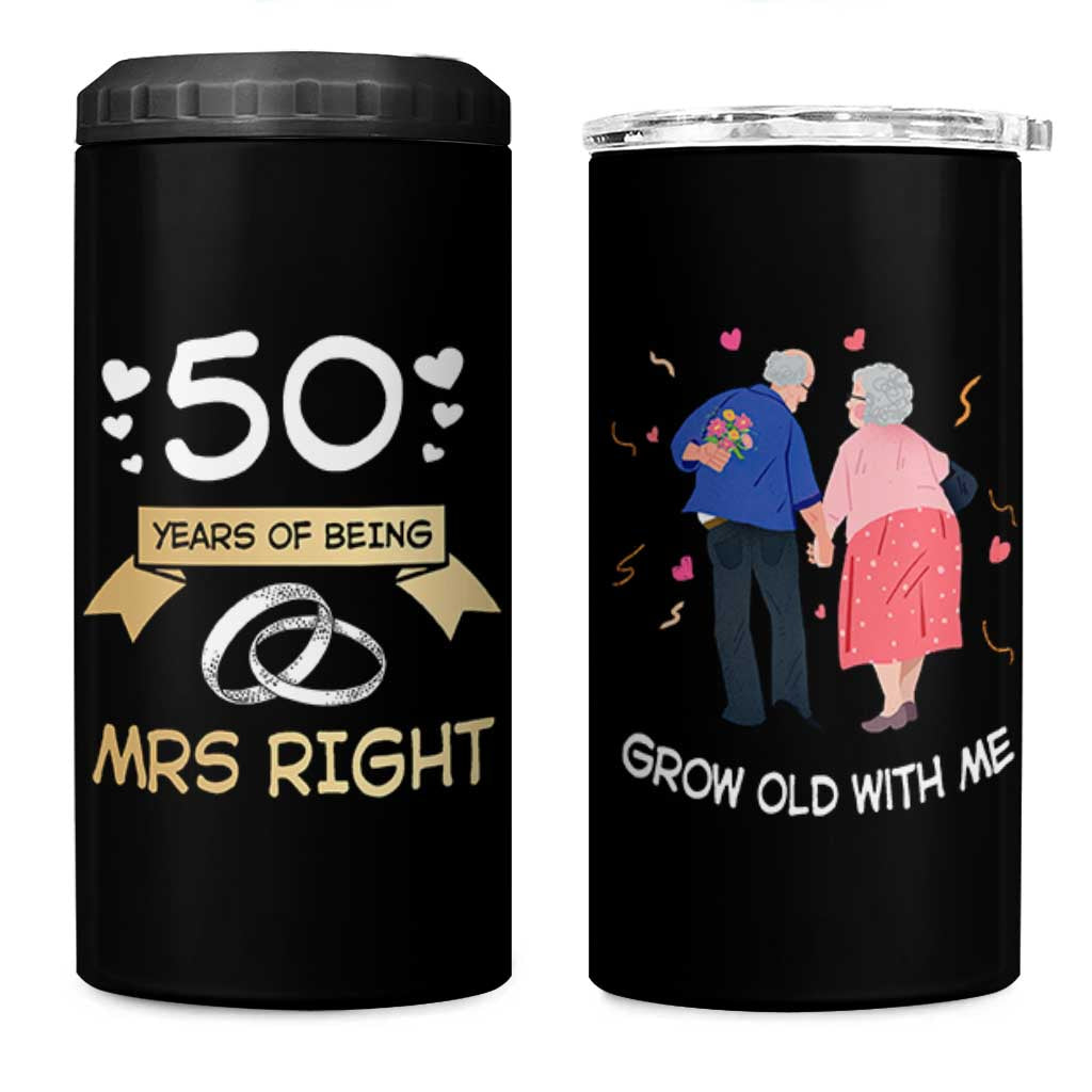 50th Wedding Anniversary For Couples 4 in 1 Can Cooler Tumbler 50 Years Of Being Mrs Always Right Parents Golden Anniversary Gifts