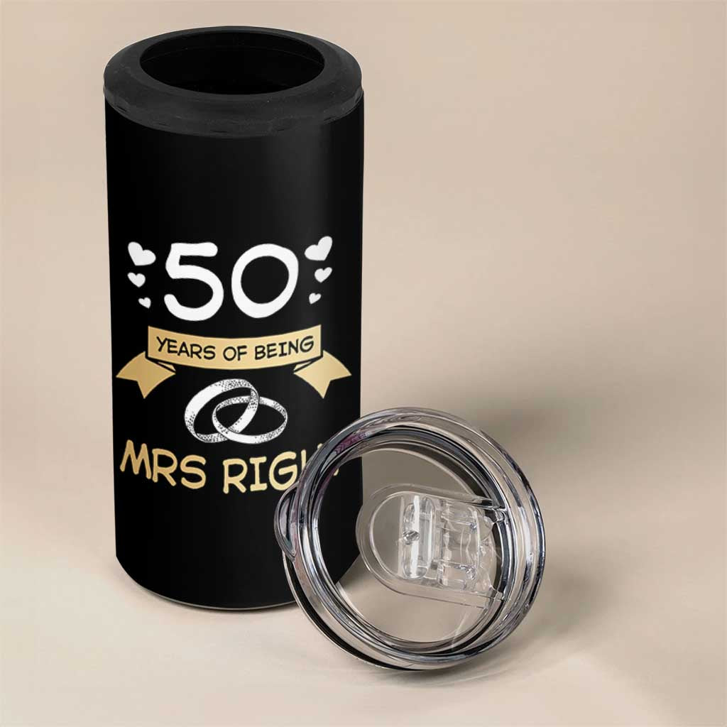 50th Wedding Anniversary For Couples 4 in 1 Can Cooler Tumbler 50 Years Of Being Mrs Always Right Parents Golden Anniversary Gifts