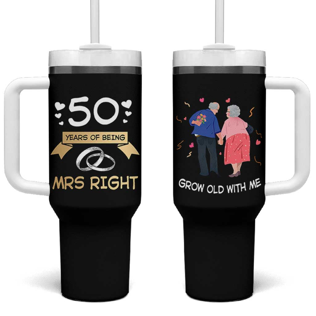 50th Wedding Anniversary For Couples Tumbler With Handle 50 Years Of Being Mrs Always Right Parents Golden Anniversary Gifts
