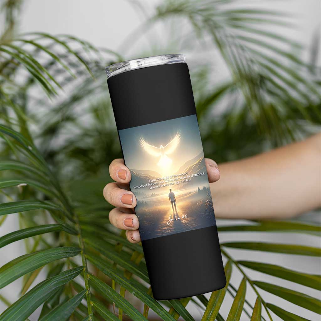 Christian Gifts Skinny Tumbler I Am The Light of The World Bible Verse John 8:12