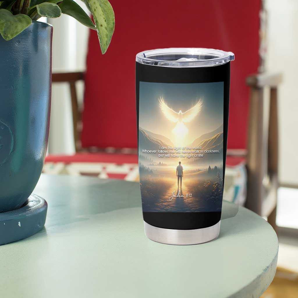 Christian Gifts Tumbler Cup I Am The Light of The World Bible Verse John 8:12