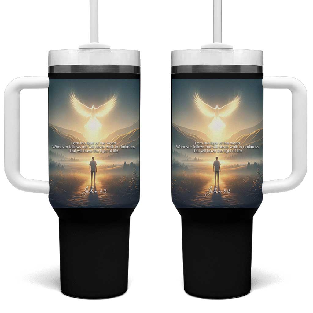 Christian Gifts Tumbler With Handle I Am The Light of The World Bible Verse John 8:12