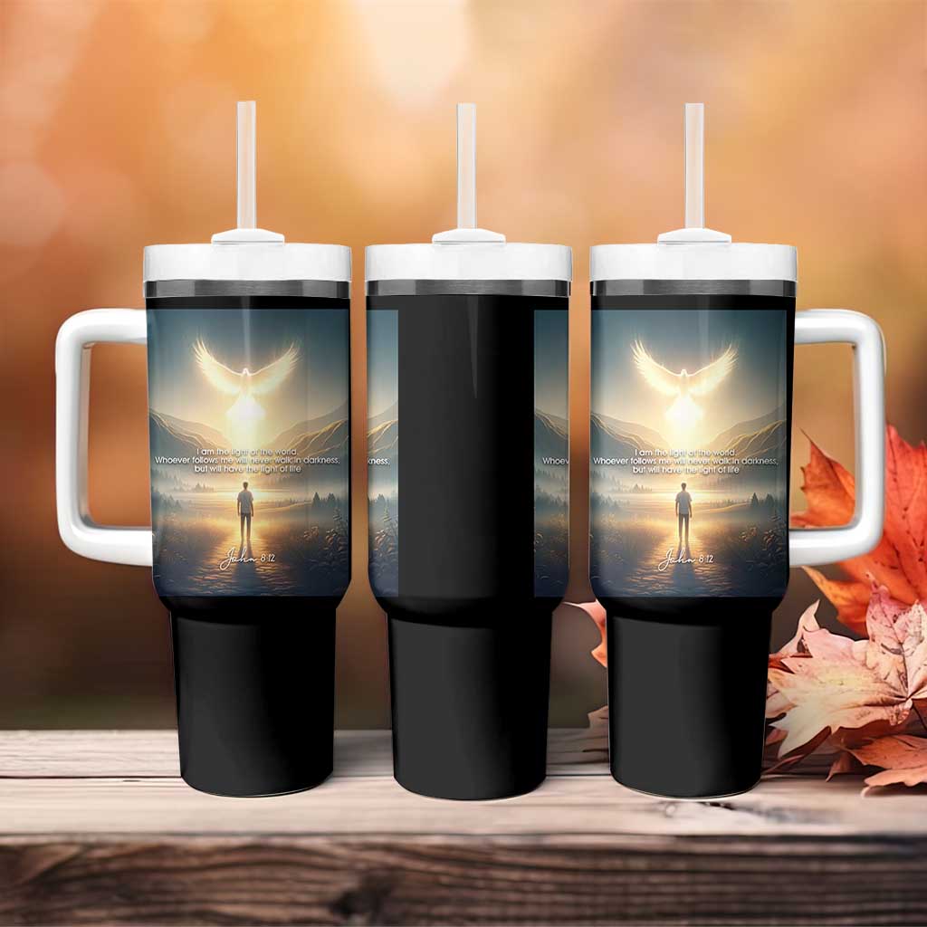 Christian Gifts Tumbler With Handle I Am The Light of The World Bible Verse John 8:12